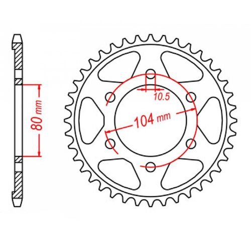 MTX 48 Tooth Rear Sprocket for Kawasaki KE125 1976-1984