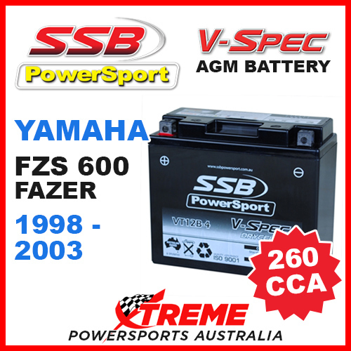 SSB 12V V-SPEC DRY CELL 260 CCA AGM BATTERY YAMAHA FZS 600 FAZER 1998-2003