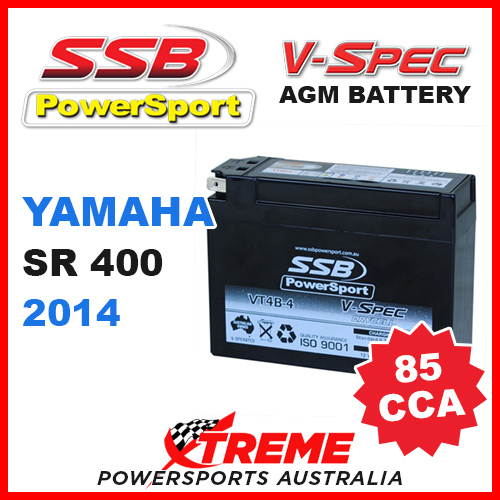 SSB 12V V-SPEC DRY CELL 85 CCA AGM BATTERY YAMAHA SR400 SR 400 2014 VT4B-4