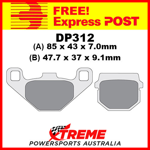 DP Brakes Adly Crossroad 150 Quad 2007-2009 Sintered Metal Rear Brake Pad