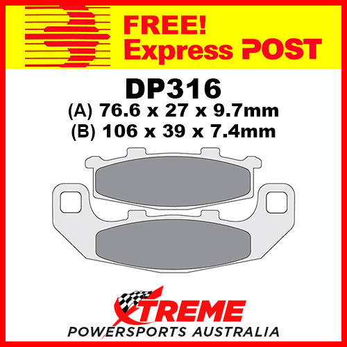 Kawasaki KR-1 89 DP Brakes Sintered Metal Rear Brake Pad