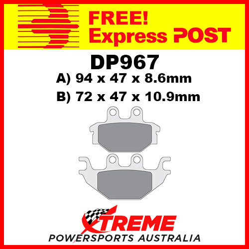 DP Brakes Kawasaki KVF300 Brute Force 12-17 Sintered Metal Front Brake Pad