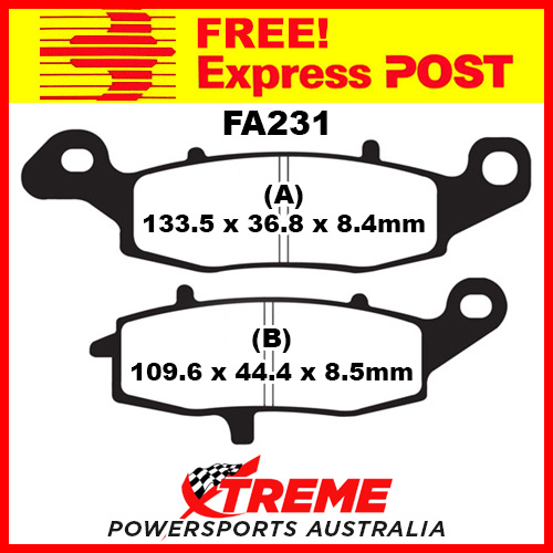 Kawasaki ER-6n Non ABS 12-15 EBC Front Right Organic Brake Pads, FA231