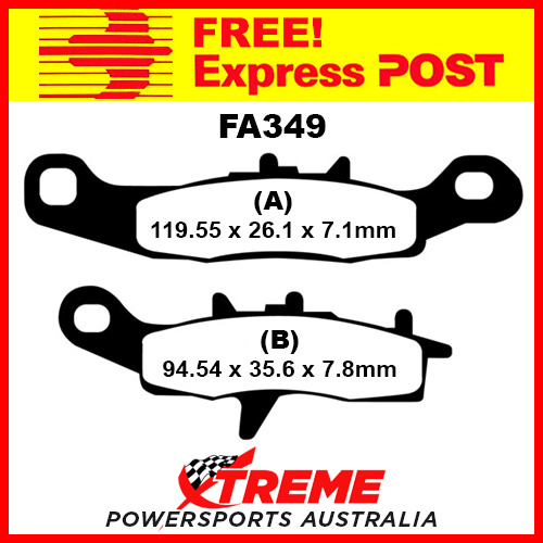 Kawasaki KFX 450 R Quad 08-14 EBC Sintered Copper Front Right Brake Pads, FA349R