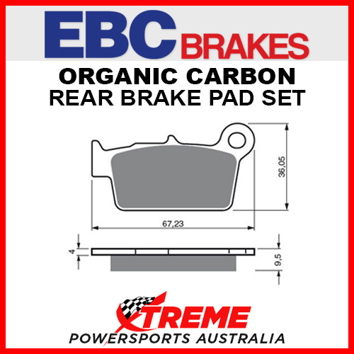 EBC Kawasaki KX 450F 2006-2018 Organic Carbon Rear Brake Pad FA367TT