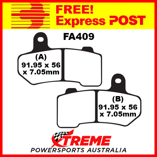 Harley Davidson Ultra LTD LOW 15-17 EBC HH Sintered Front Brake Pads, FA409HH