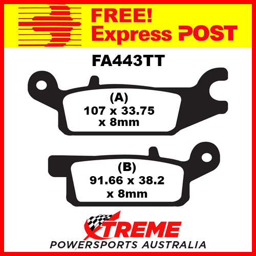 Yamaha YFM 700 Grizzly EPS 07-14 EBC Copper Sintered Brake Pads, FA443R