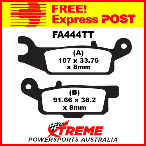 Yamaha YFM 700 Grizzly EPS 07-14 EBC Organic Carbon Brake Pads, FA444TT