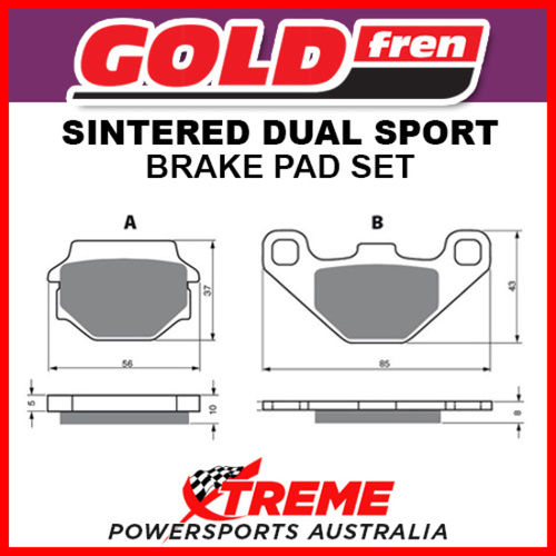 Goldfren Kawasaki KDX200 1986-1992 Sintered Dual Sport Front Brake Pad GF005-S3