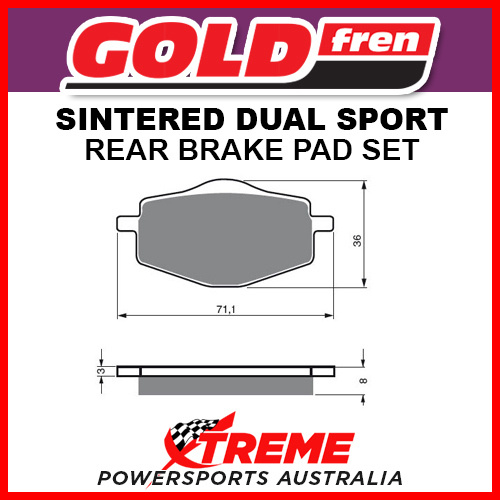 Goldfren Yamaha XT600E 1990-2004 Sintered Rear Brake Pad GF018-S3