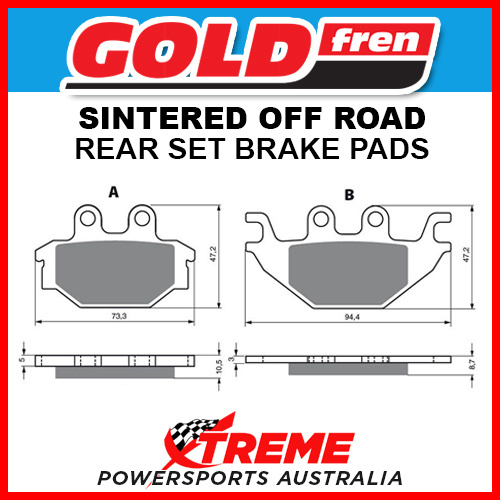 Goldfren Kawasaki KVF300 Brute Force 12-17 Sintered Off Road Rear Brake Pads GF230-K5