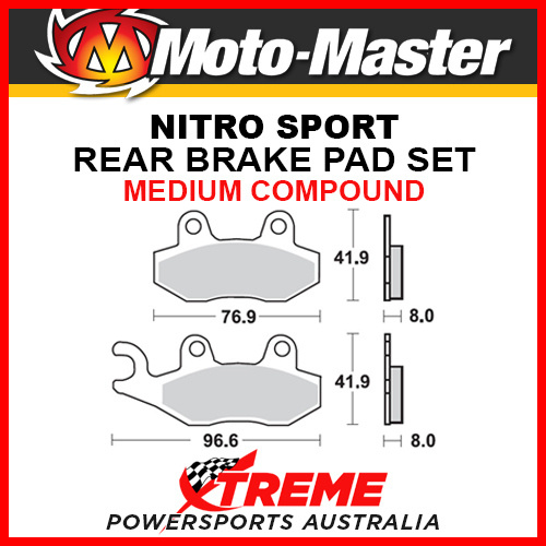 Moto-Master Yamaha YXR700FA Rhino 08-15 Nitro Sintered Hard Right Rear Brake Pad 091921