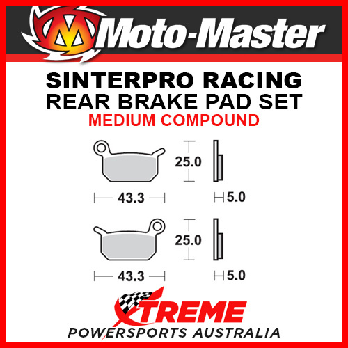 Moto-Master Husqvarna CR50 Senior 2005-2012 Racing Sintered Medium Rear Brake Pad 094711