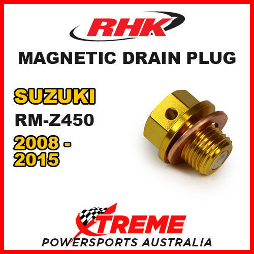 RHK MX MAGNETIC SUMP DRAIN PLUG GOLD for Suzuki RMZ 450 RM Z450 RM-Z450 08-2015 MOTO