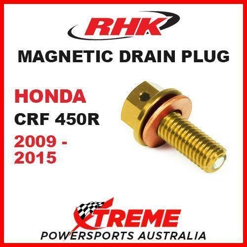 RHK MX MAGNETIC SUMP DRAIN PLUG GOLD HONDA CRF 450R CRF450R 2009-2015 MOTO DIRT