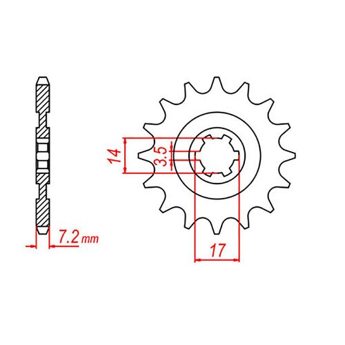 MTX 14 Tooth Front Sprocket for Kawasaki KLX140R Small Wheel 2021-2023