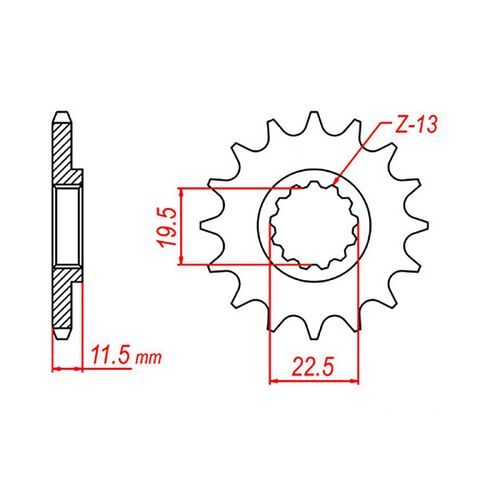 MTX 14 Tooth Front Sprocket for Kawasaki KLX125 (B1-B2) Big Wheel 2003-2006