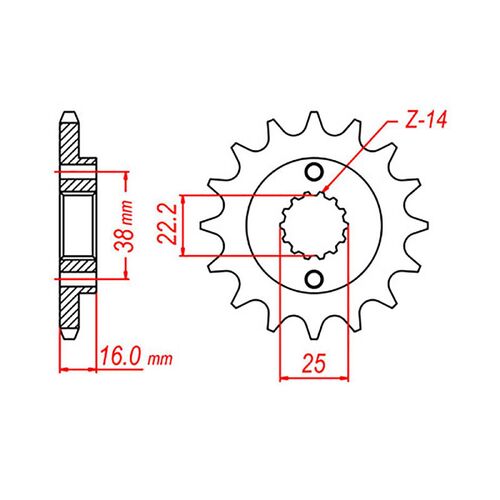 MTX 16 Tooth Front Sprocket for Ducati 600 SS 1993-1999