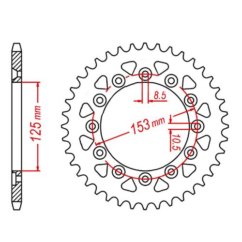 MTX 44 Tooth Rear Sprocket for Honda CRF150F 2003