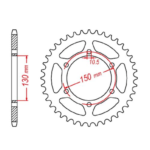 MTX 45 Tooth Rear Sprocket for Yamaha FZ6R 2009-2017