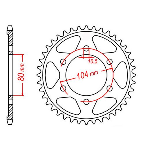 MTX 42 Tooth Rear Sprocket for Kawasaki Z900RS 2018-2023