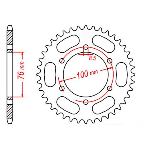 MTX 44 Tooth Rear Sprocket for Yamaha YZF R15 2008-2014