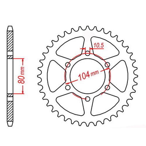 MTX 40 Tooth Rear Sprocket for Kawasaki GPZ750 Turbo 1985