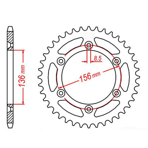 MTX 44 Tooth Rear Sprocket for Husqvarna TC510 1990-1991