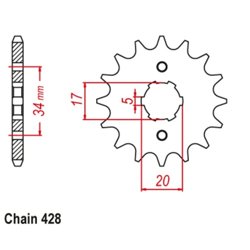 Supersprox 14 Tooth Steel Front Sprocket for Honda CBR125R 2005-2015