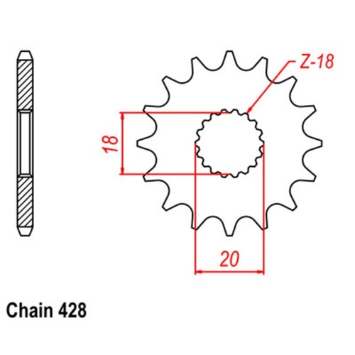 Supersprox 13 Tooth Steel Front Sprocket for Suzuki DR125F 1984