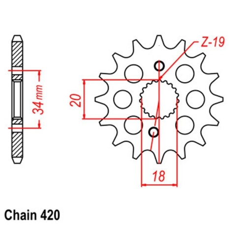 Supersprox 14 Tooth Steel Front Sprocket for Honda CRF150R SMALL WHEEL 2007-2018