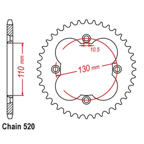 Supersprox 42 Tooth Rear Stealth Sprocket for Honda ATC250R 1981-1986