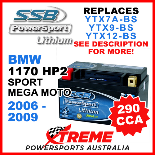 SSB 4-LFP14H-BS BMW 1170 HP2 Sport Mega Moto 2007-2009 Lithium Battery LFP14H-BS