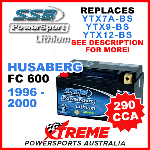 SSB 12V 290 CCA Husaberg FC600 FC 600 1996-2000 LFP14H-BS Lithium Battery