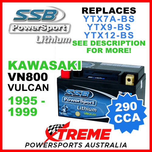 SSB 12V 290 CCA Kawasaki VN800 VN 800 Vulcan 1995-1999 LFP14H-BS Lithium Battery