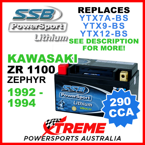 SSB 12V 290 CCA Kawasaki ZR1100 Zephyr 1992-1994 LFP14H-BS Lithium Battery