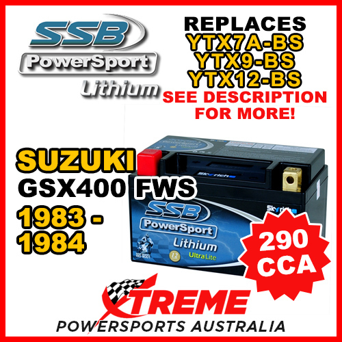 SSB 12V 290 CCA For Suzuki GSX400FWS GSX 400FWS 1983-1984 LFP14H-BS Lithium Battery