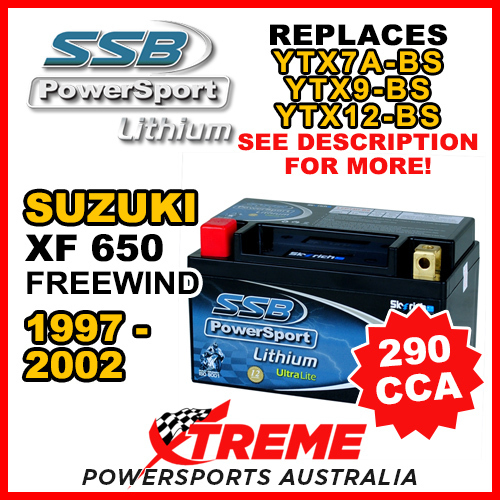 SSB 12V 290 CCA For Suzuki XF 650 Freewind 1997-2002 LFP14H-BS Lithium Battery