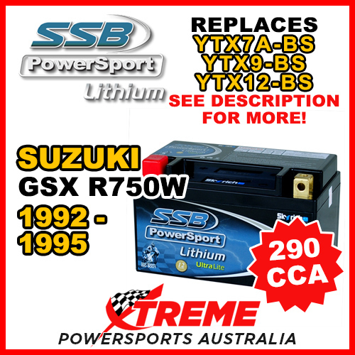 SSB 12V 290 CCA For Suzuki GSX-R750W GSX-R 750W 1992-1995 LFP14H-BS Lithium Battery