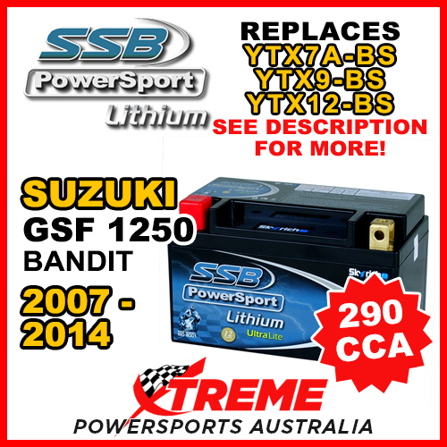 SSB 12V 290 CCA For Suzuki GSF1250 Bandit 2007-2014 LFP14H-BS Lithium Battery