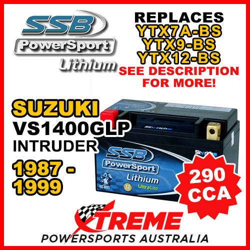 SSB 12V 290 CCA For Suzuki VS1400GLP Intruder 1987-1999 LFP14H-BS Lithium Battery