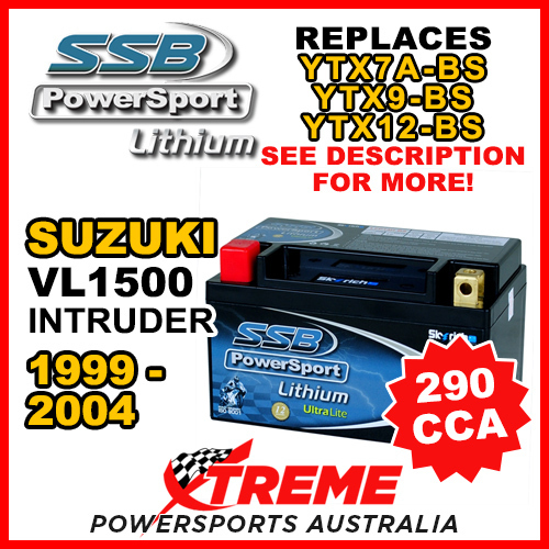 SSB 12V 290 CCA For Suzuki VL1500 Intruder 1999-2004 LFP14H-BS Lithium Battery