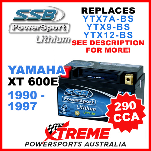 SSB 12V 290 CCA Yamaha XT600E XT 600E 1990-1997 LFP14H-BS Lithium Battery