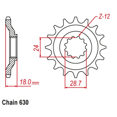 Supersprox 15 Tooth Steel Front Sprocket for Kawasaki GPZ1100 Uni Track 1983-1985