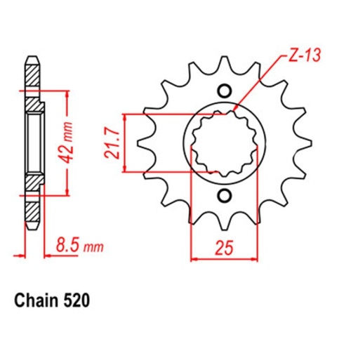 Supersprox 14 Tooth Steel Front Sprocket for Honda XR600R 1991-2000