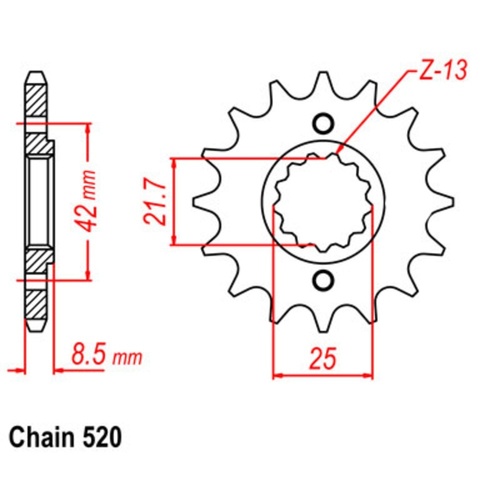 Supersprox 13 Tooth Steel Front Sprocket for Honda TRX400EX 2WD SPORTRAX 05-07