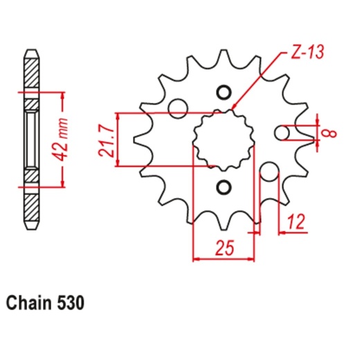 Supersprox 13 Tooth Steel Front Sprocket for Kawasaki KZ550D 1981