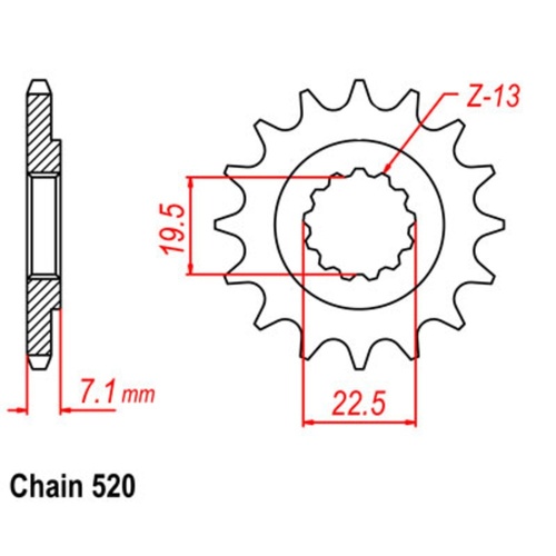 Supersprox 13 Tooth Steel Front Sprocket for Suzuki DR400S 1979-1981