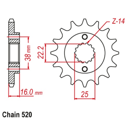 Supersprox 14 Tooth Steel Front Sprocket for Ducati Scrambler Full Throttle 2015-2021