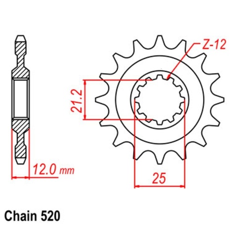 Supersprox 12 Tooth Steel Front Sprocket for Husaberg 650FS C 2005-2006